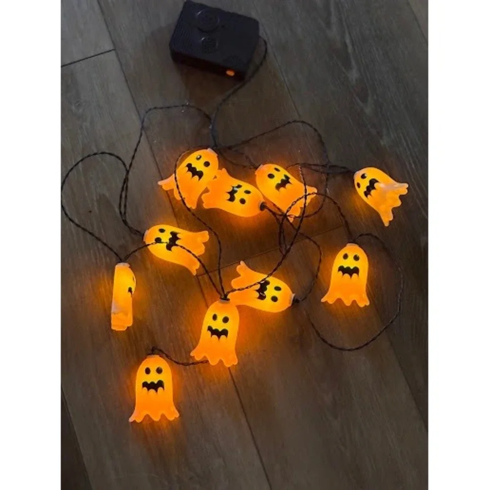 2 Pack Halloween Ghost LED Light String 20 Count 8.7ft Battery Operated Decor